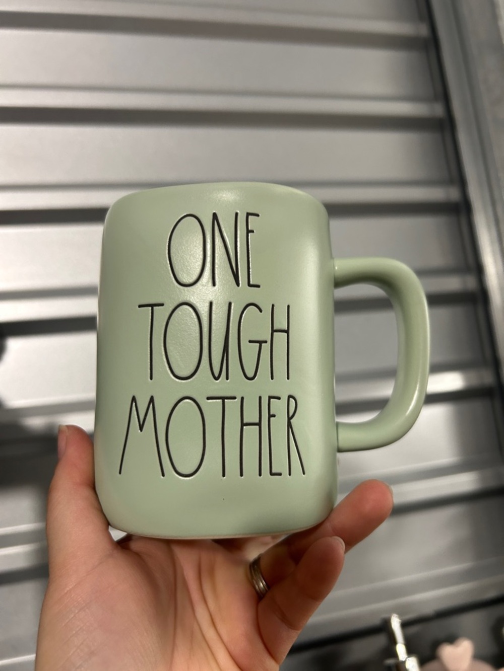 Rae Dunn Sage Green 'One Tough Mother' Mug